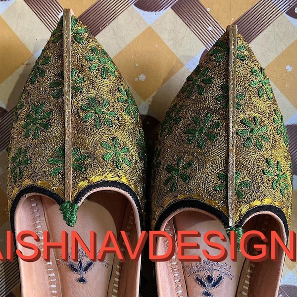 Authentic Craftsmanship: Jutti for Men- Indian Handmade Khussa Shoes, Sherwani Shoes, Rajasthani Jutti, Jutti. Leather Punjabi Jutti for Men