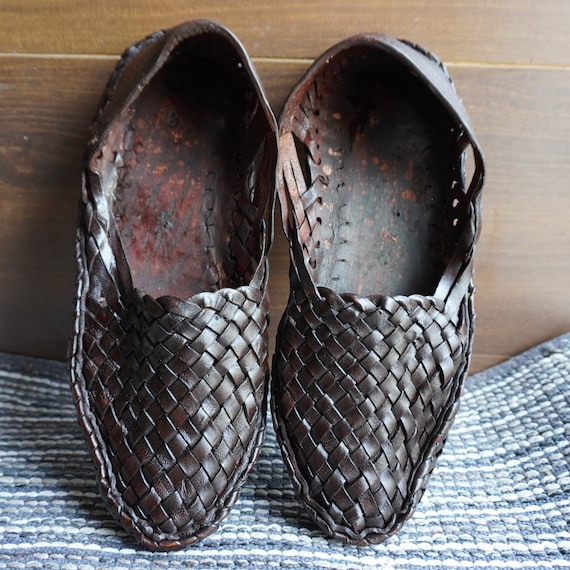 Men’s Handmade Leather Huarache Sandals | Woven Boho beach wear Slip On Shoes | Traditional Footwear | Ethnic Summer Mules for Casual Wear
