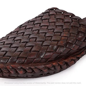 Criss Cross Shoes for Men-Brown Leather Woven Mules, Mens Summer Slippers, Casual Sandals, huarache Classic Kolhapuri Style, Ethnic Footwear