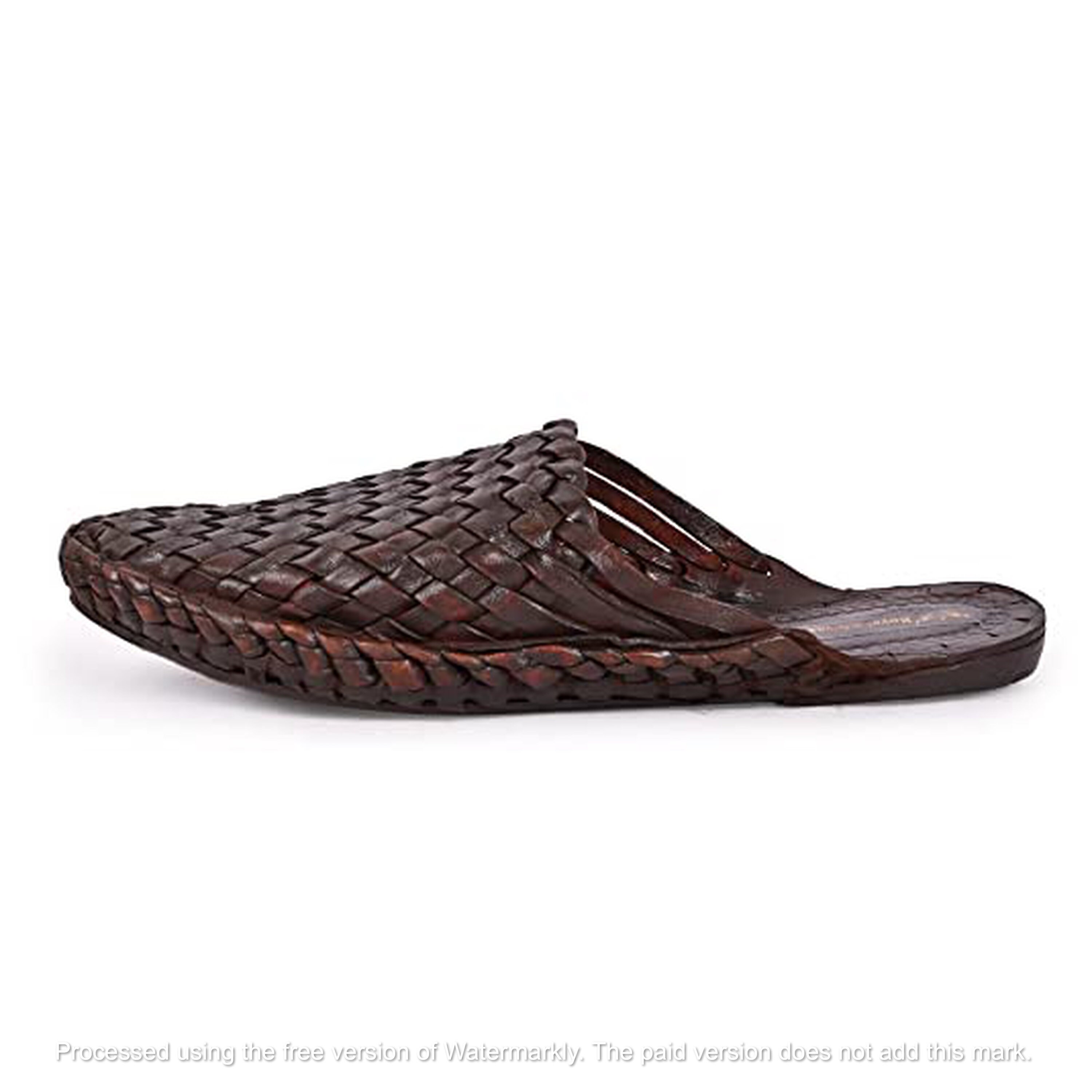 Metro Kolhapuri sandals men\'s 11 brown Boho leather braid woven point curled toe Handmade Dark Brown Leather Kolhapuri Sandal Men | boho Toe  main image 4