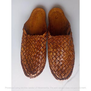 Handmade Woven Leather Sandals for Men, Kolhapuri Style Tan Slip-On Mules, Ethnic Indian Summer Flats, Traditional Casual Shoes | Boho Gift