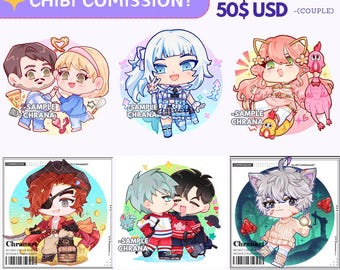 Custom Chibi Couple, Anime Character Fanart (Digital File)