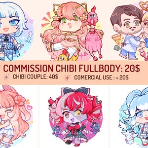 Custom Chibi Couple, Cute Anime Chibi, Chibi Couple, Custom Chibi Commission, Digital Fanart, Pet, Fan art, Anime character art
