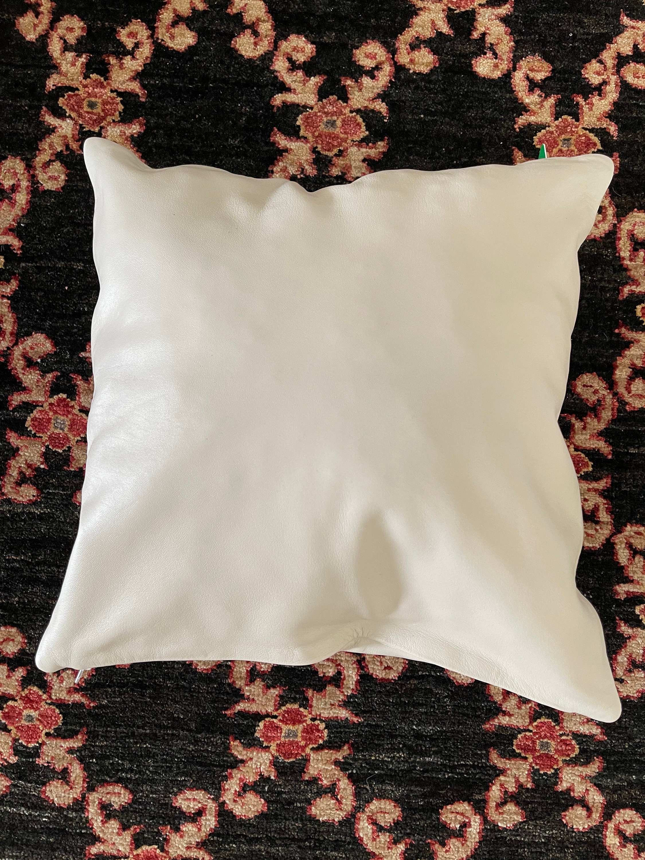 Real Leather Pillow Cover Plain Square White Leather Pillow Etsy