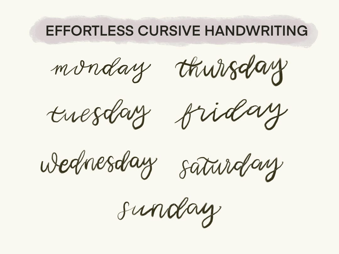 Cursive Handwritten Days in a Week Digital Sticker Goodnotes Elements ...