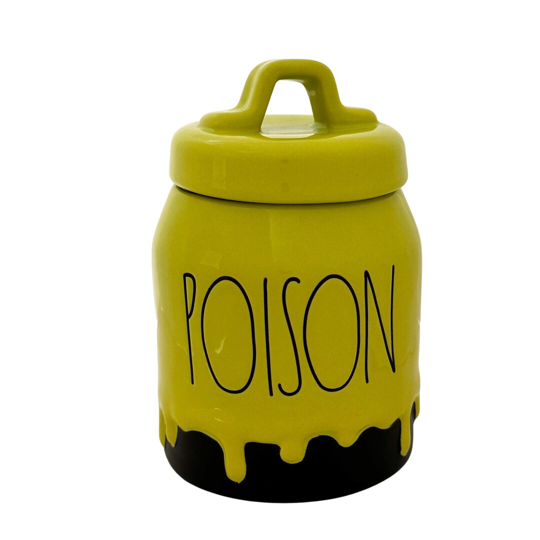 Rae Dunn Halloween 2023 Poison Canister, Green With Black Letters Etsy
