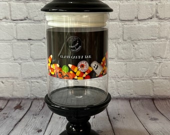 Ghost Candy Jar, Decorative Glass, Use as a Kitchen Canister, for Halloween Decoration, or as Year Round Goth Home Decor