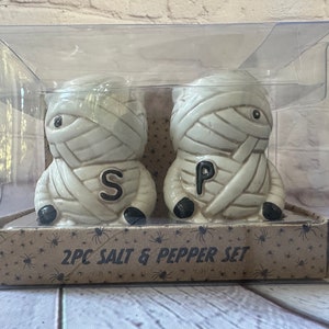 Mummy Salt and Pepper Shakers, Use for Halloween or Year Round Goth Home Decor