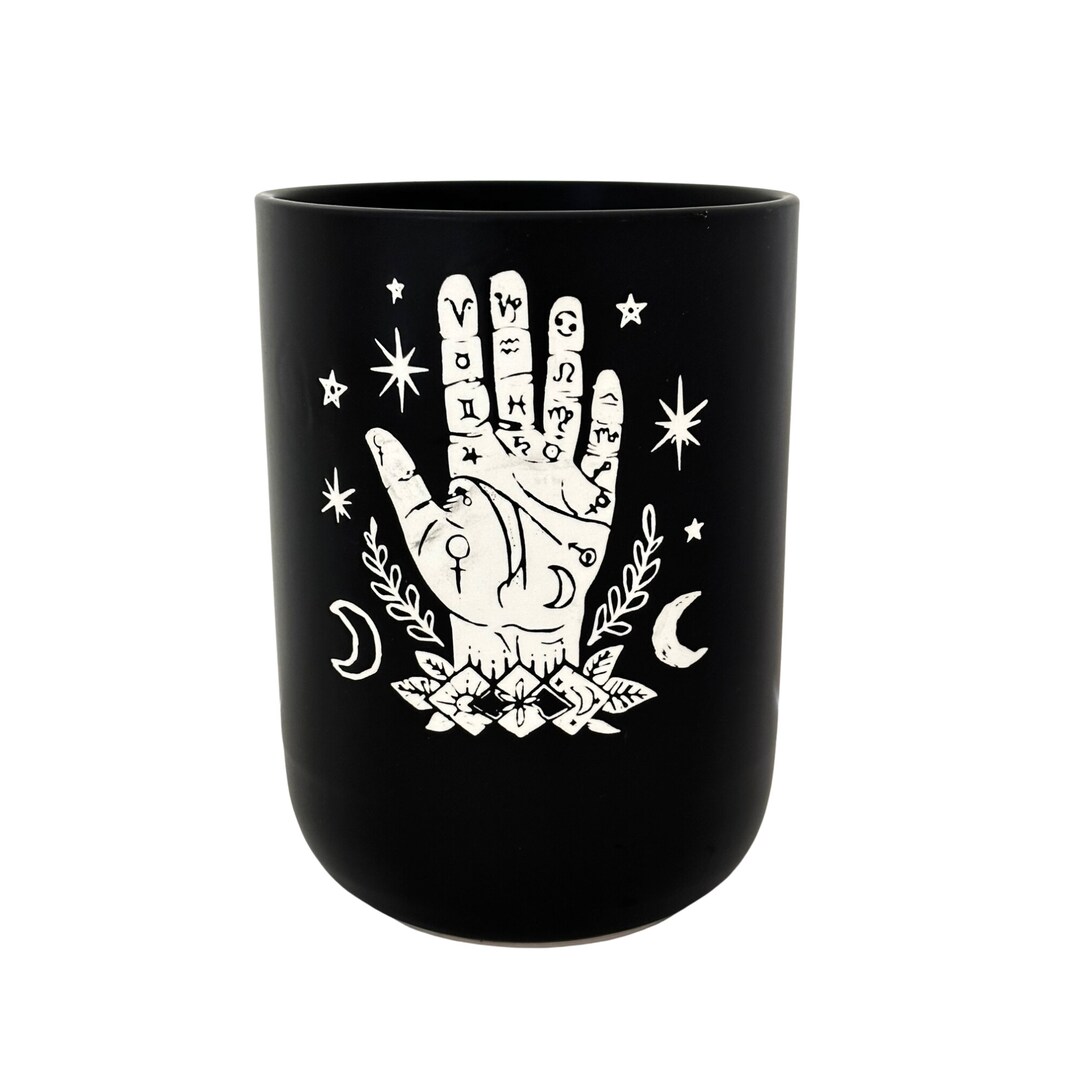 Large Palmistry Vase/ Utensil Holder/ Container, Use as Halloween Home