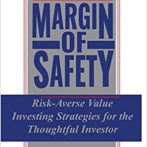 Könnte beinhalten: Buchcover für "Margin of Safety" von Seth A. Klarman. Der Titel steht in großen blauen Buchstaben auf grauem Hintergrund. Darunter der Untertitel "Risikoarme Value Investing Strategien für den nachdenklichen Investor."