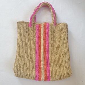 Handgemachte Papier-Seil Umhängetasche für Frauen / Rosa Akzent Alle Anlass Taschen / Papiergarn gewebt Häkeln Tasche