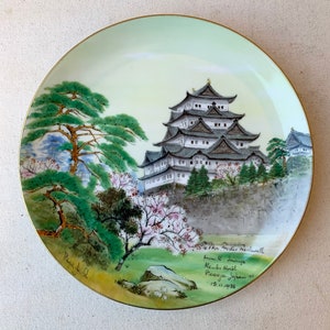 Vintage Nagoya Castle Nippon Plate, Hand Painted Japan Art, 1938