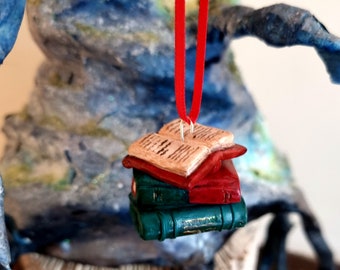 Little Library Ornament - Book Stack - Bookish Tree Bauble - Literary Decoration