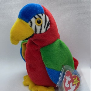 Beautiful Parrot TY Beanie Baby Colorful Vintage