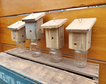Carpenter Bee Traps FREE SHIPPING! Carpenter Bee traps from reclaimed post with Mason Jar