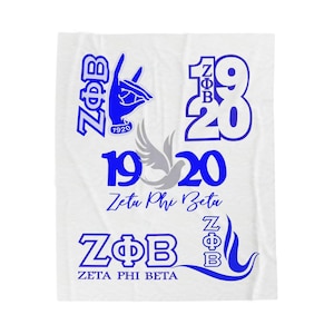 Velveteen Plush Blanket - Zeta Phi Beta Sorority Cozy Throw, Greek Life Bedding Gift, Sorority Sister Dorm Decor, Custom Greek Organization