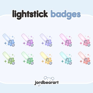 Insignias Idol Kawaii Rainbow Lightstick - Listas para usar para Twitch / Discord - Insignias Sub & Bit