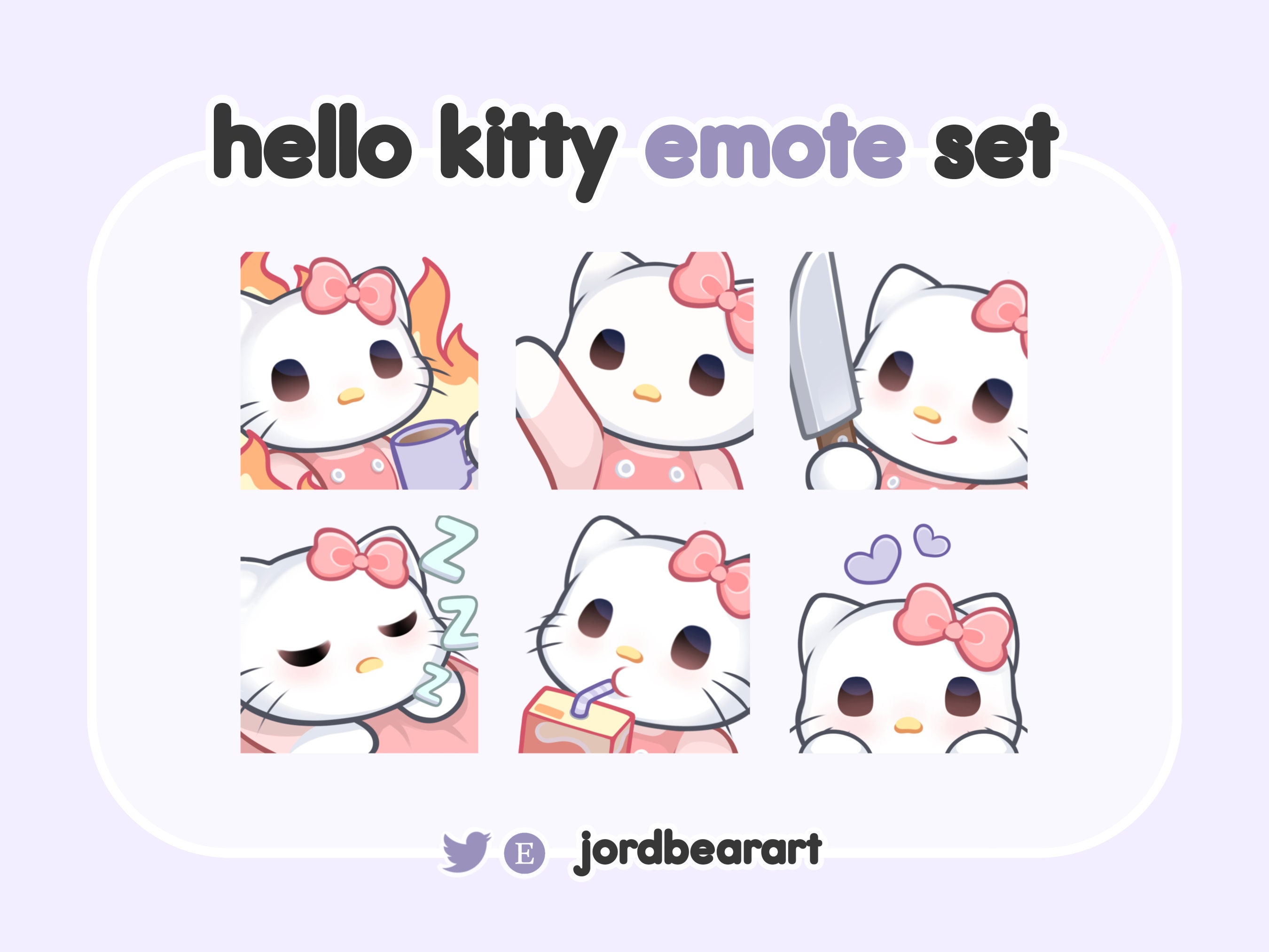6 Pastel Emote Set Plush Cute Character Kitty Emote White Pink Etsy