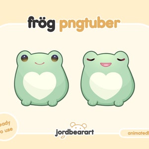 Green Frog PNGTuber Avatar: 12 Reactive Expressions (Ready to Use)