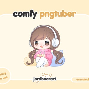 PNGTuber Chibi Gamer Girl Brown Hair Brown Eyes • Reactive Image Twitch Streaming Avatar Ready to Use and Download for OBS Streamlabs