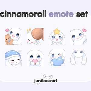 8 pastel emote set pluche schattig karakter kaneel hond wit roze kawaii aangepaste Twitch emote - klaar voor gebruik voor Twitch/Discord