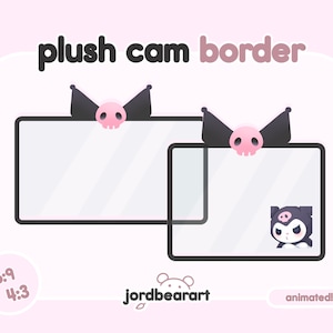 Animated Cute Plush Black and Pink Kuro Webcam Border for Twitch Streaming OBS