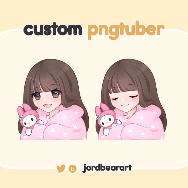 Custom Comfy PNGTuber with Plush Streaming Voice Reactive Avatar Icon Anime Animated Reacts to Speech for OBS Streamlabs Twitch Streamer