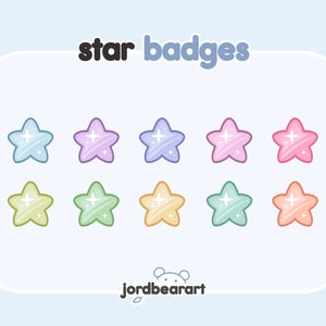 Pastel Rainbow Star Badges - Ready To Use for Twitch / Discord - Sub & Bit Badges