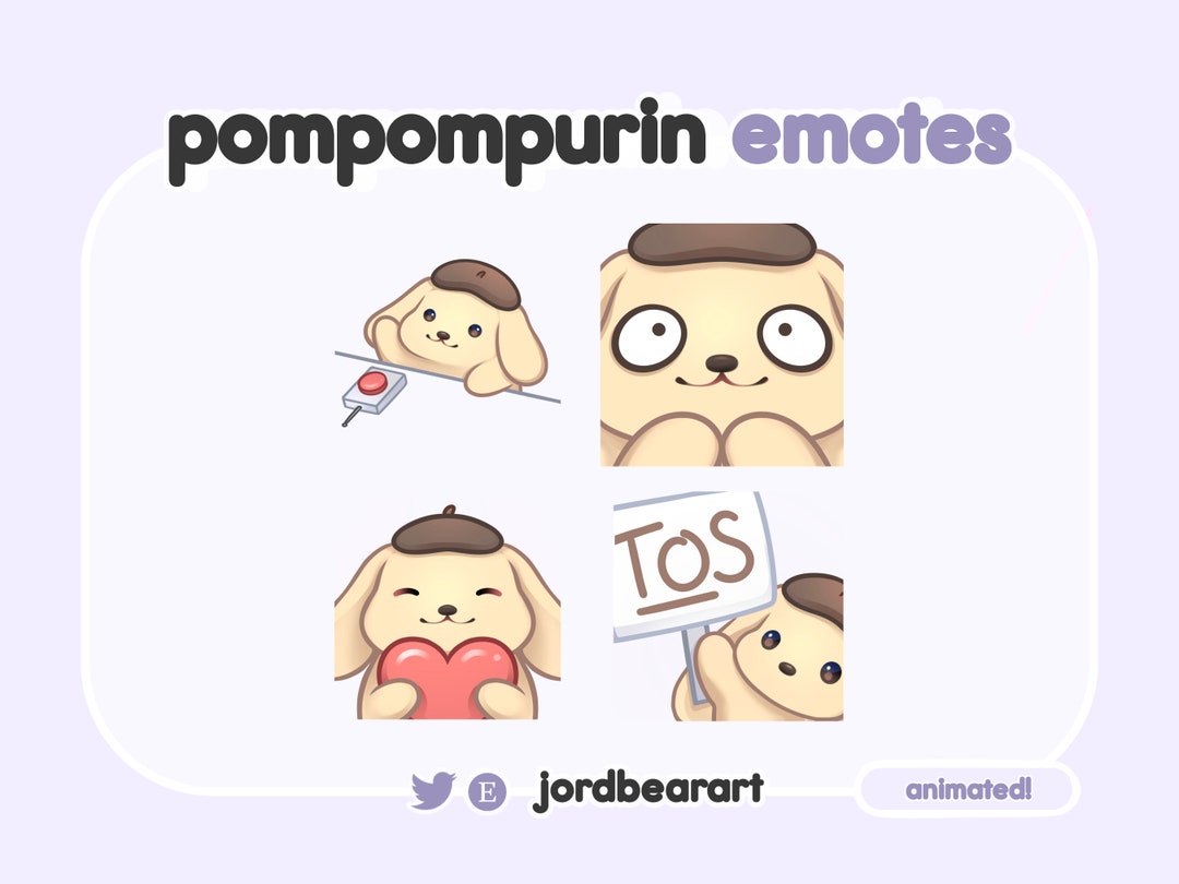 6 Pastel Emote Set Plush Cute Character Pom Pudding Dog Emote Etsy