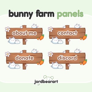 Set of 20 Bunny Kawaii Pastel Farm Spring Flower Cottagecore Panels for Twitch Streamers - Ready to Use