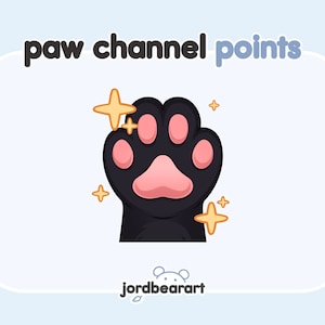 Pastel Black Cat Paw Sparkly Kawaii Cute Channel Points Icon - Ready To Use for Twitch / Discord - Sub & Bit Badges
