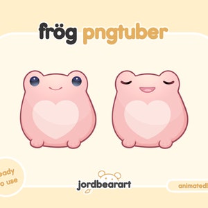 Pink Frog PNGTuber Avatar: 12 Reactive Expressions (Ready to Use)