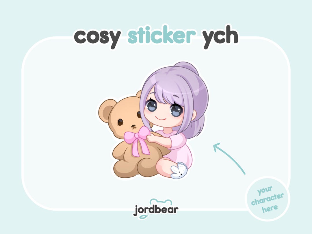 Chibi Cute YCH Illustration: Custom Vtuber Art, Hugging Plushie ...