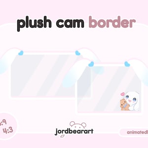 Animated Cute Plush Cinnamon Roll White and Blue Webcam Border for Twitch Streaming OBS