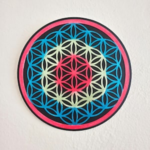 Colorful Flower of Life Wall Art: Sacred Geometry Decor