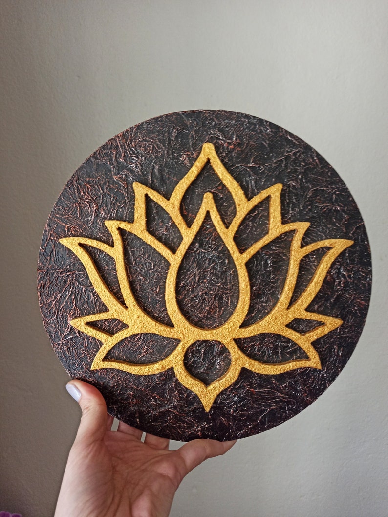 Wooden Lotus Flower Wall Design Lotus Flower Wall Decor Etsy