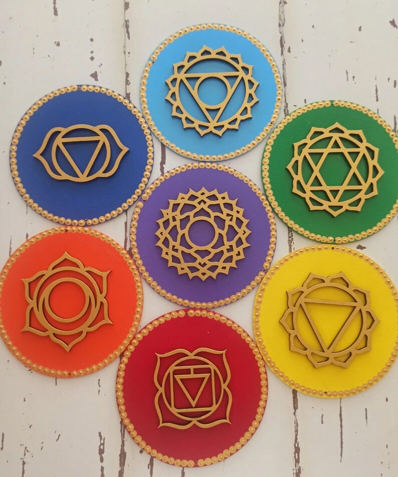 Colorful 7 Chakra Wood Wall Design Chakra Wall Hanging Etsy