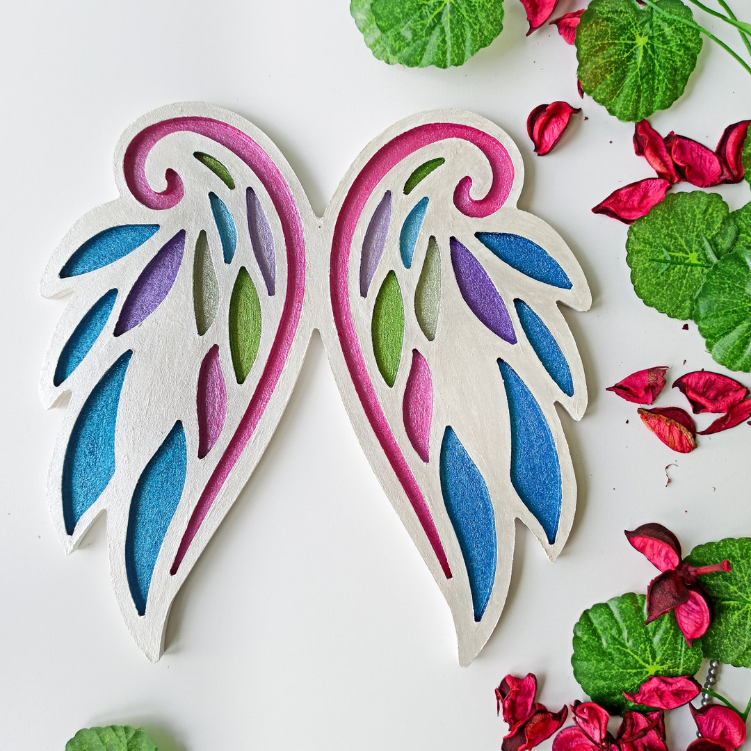 Wooden Angel Wings Wall Art Decor, Angel Wings Gifts for Friend and Mom