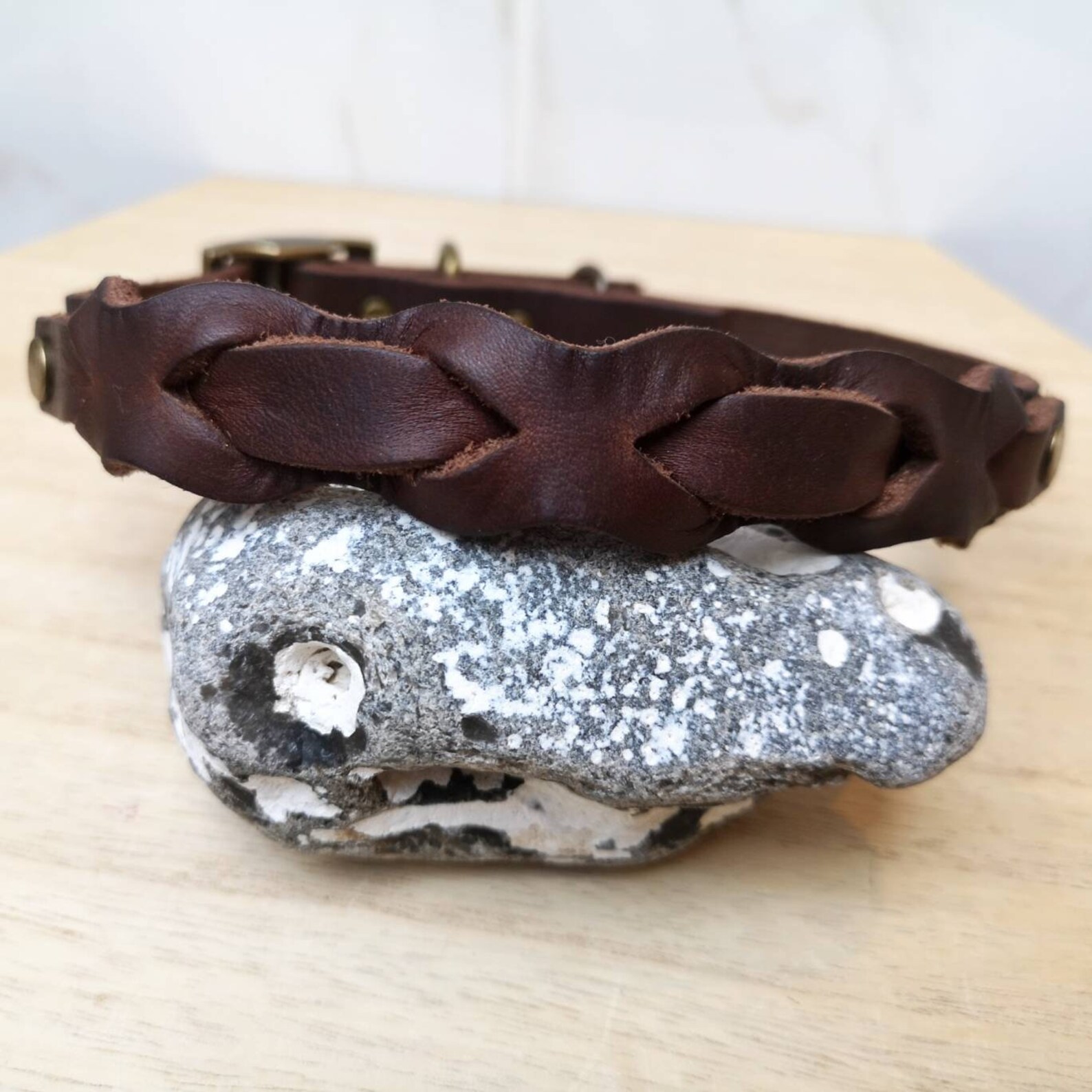 Lederhalsband Hund Fettlederhalsband geflochten Halsband Etsy