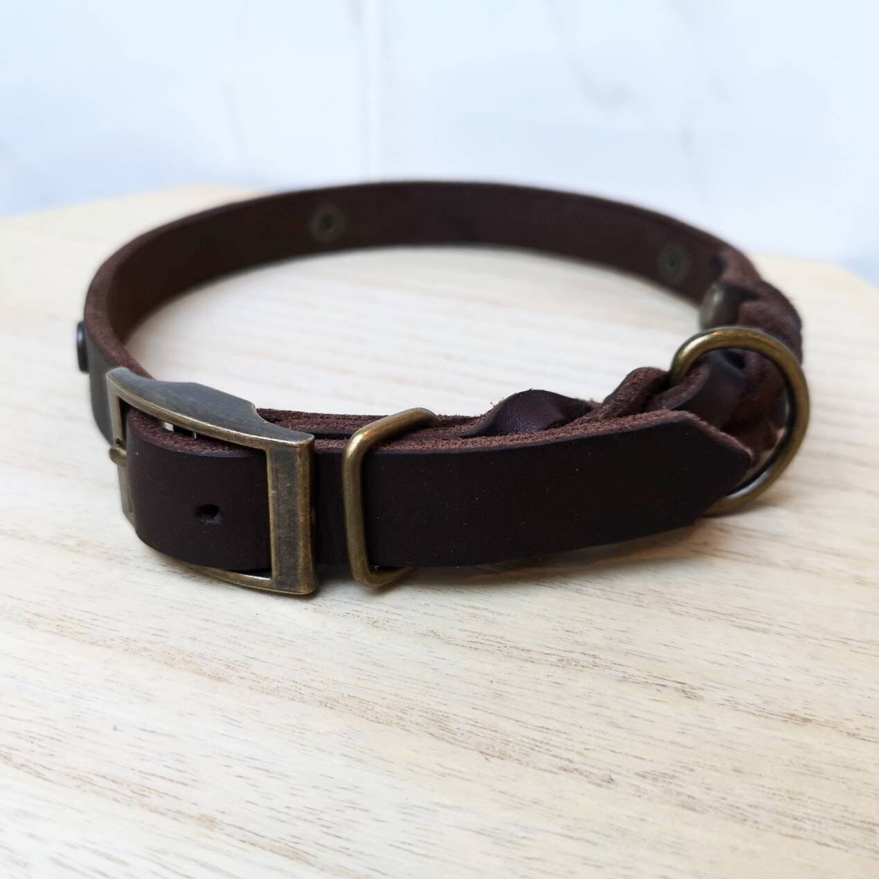 Lederhalsband Hund Fettlederhalsband geflochten Etsy