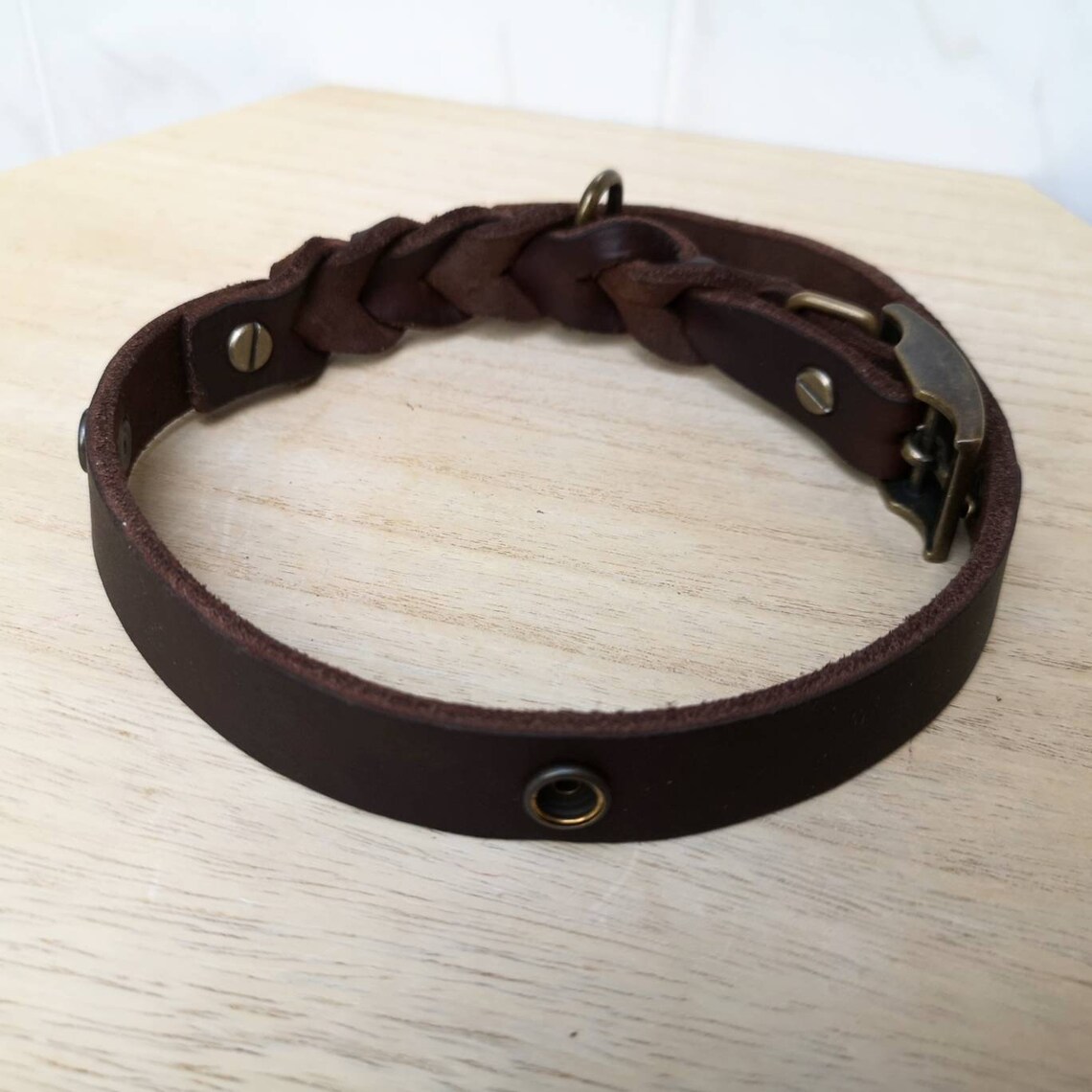 Lederhalsband Hund Fettlederhalsband geflochten Etsy