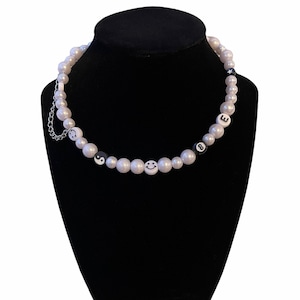 Black N White Classic Pearl Beaded Choker I Handmade Necklace | Martha Calvo Dupe | Customizable Kawaii Y2K 90s Cute