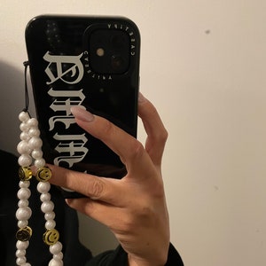 Gold Smile  Pearl Beaded Phone Charm/ Strap/ Chain I Handmade Customizable Kawaii Y2K 90s Cute