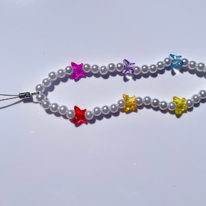 Schmetterling Perlen Perlen Handy Charm/ Gurt/ Kette I Handmade Individualisierbar Kawaii Y2K 90s Niedliche ästhetische Smiley Gesichter