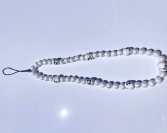 Punk Skull Pearl Beaded Phone Charm / Correa / Cadena