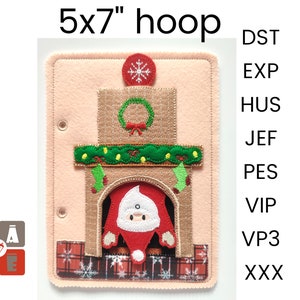 Dollhouse Christmas Quiet book page embroidery design, Boy Toddler quiet book pattern, In the hoop, machine embroidery applique design