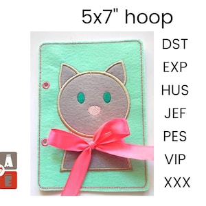 Arc de chat conception de page de livre silencieuse, motif de livre silencieux pour tout-petit, Conception d’activité de cerceau, conception d’application de broderie de machine