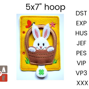 Easter basket quiet book page embroidery design, Toddler quiet book pattern, In the hoop activity design, machine embroidery applique design