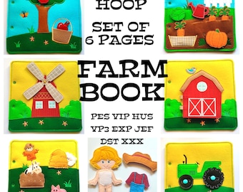 SET of 6 pages, Farm Quiet book embroidery design, toddler quiet book pattern, In the hoop, machine embroidery applique design