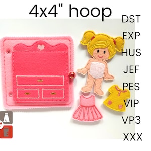 Dollhouse Quiet book page embroidery design, Toddler quiet book pattern, In the hoop activity design, machine embroidery applique design